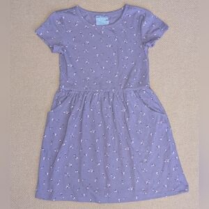 Cat & Jack Girls Purple Floral Patterned Short Sleeve Casual Dress